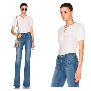 Frame Denim crochet knit lace up top